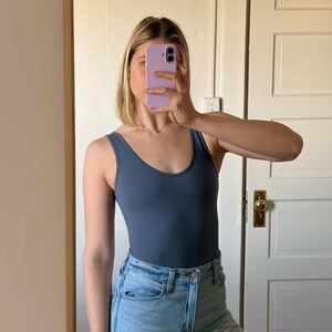Zara blue ribbed bodysuit